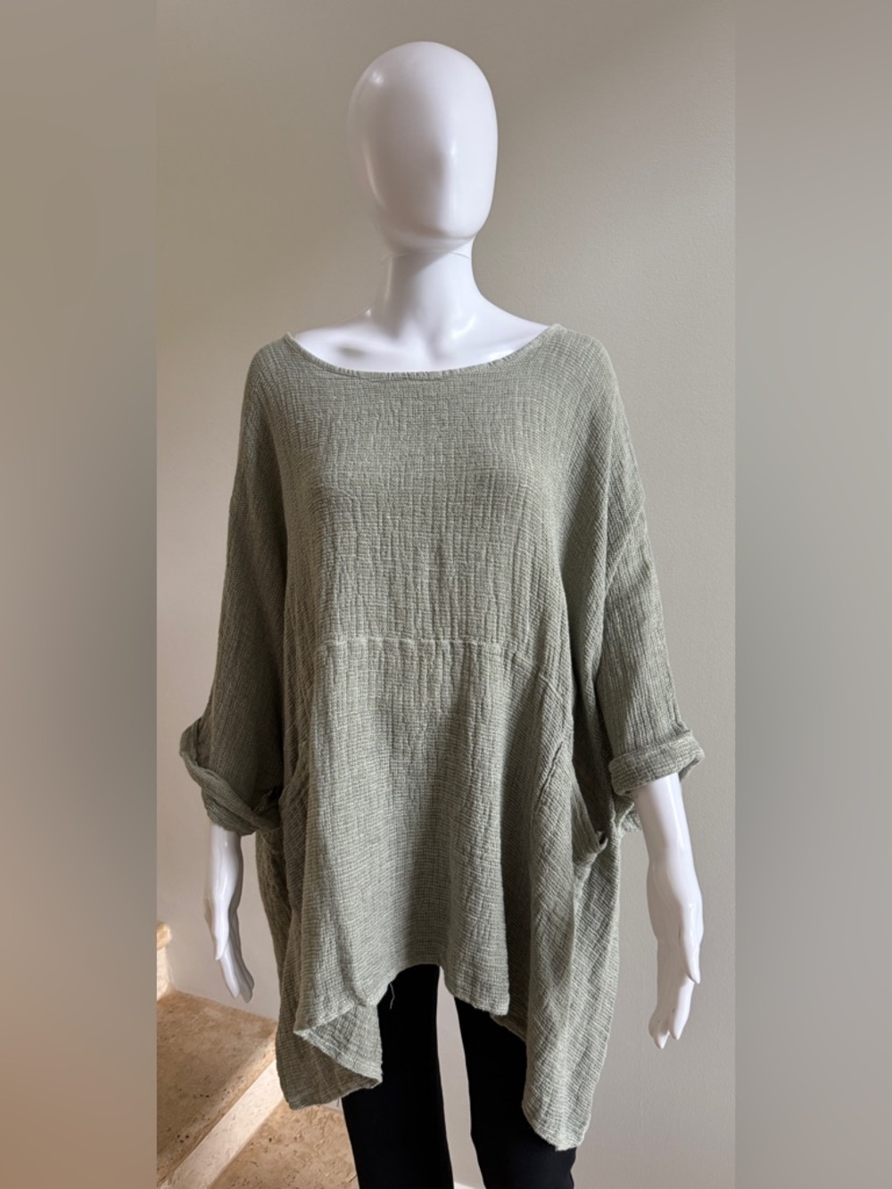 MAHINA Gauzy Linen Cotton Tunic Top Shirt One Size